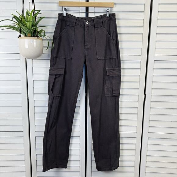 White Fox‎ Someone To You Cargo Pants Charcoal Cotton Twill Flap Pockets Size M - Picture 1 of 10